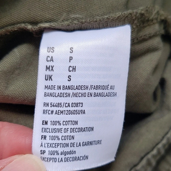 American Eagle Outfitters 100% Cotton Jacket Small Army Green Distressed Pockets - Picture 9 of 11